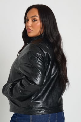 Plus Faux Leather Oversized Jacket