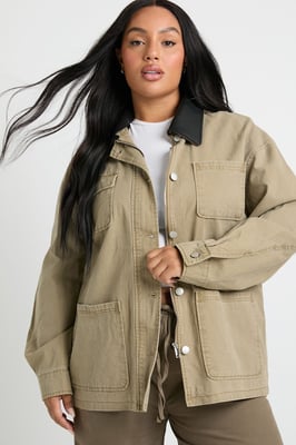 Plus Collared Oversized Jacket