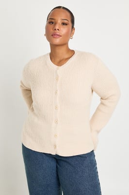Plus Cinched Button Down Soft Cardigan