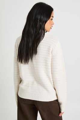 Textured Knit Collar Detail Zip Through Knitted Cardigan