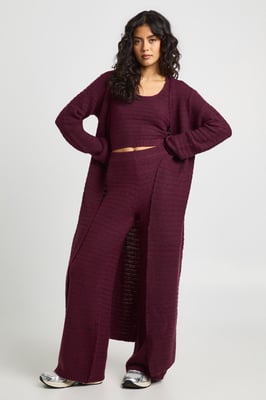 Textured Knit Oversized Longline Knited Maxi Cardigan