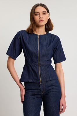 Denim Zip Up Top