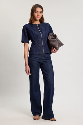 Denim Zip Up Top