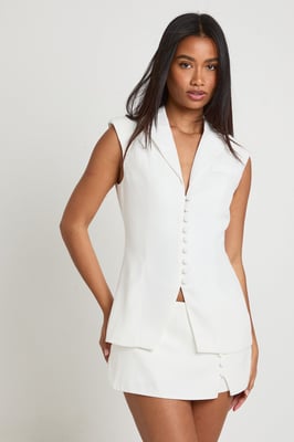 Button Detail Cinched Waistcoat