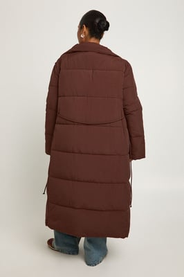 Plus Tie Waist Puffer Coat