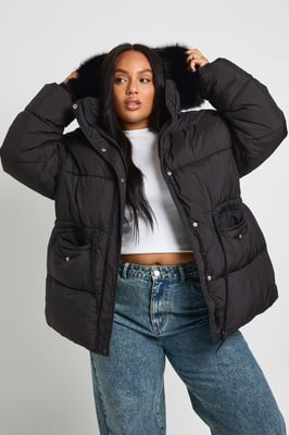 Plus Faux Fur Trim Parka