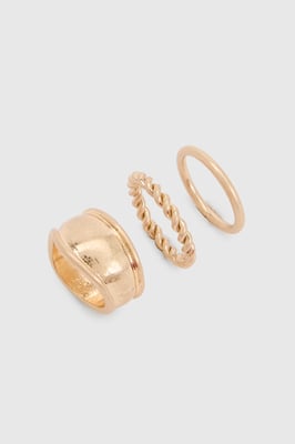 Brushed Gold Chunky Rings 3 Pack