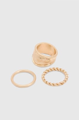 Brushed Gold Chunky Rings 3 Pack