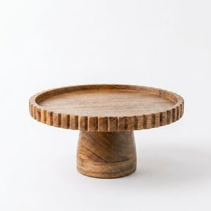 Casa di Elturo Taartplateau madera – mango hout – Ø25 x 12 cm – houten taartstandaard –