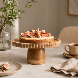 Casa di Elturo Taartplateau madera – mango hout – Ø25 x 12 cm – houten taartstandaard –