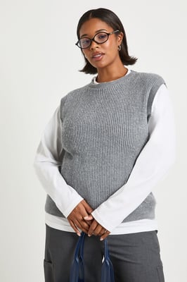 Plus Knitted Crew Neck Vest