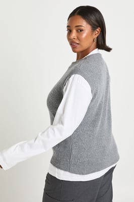 Plus Knitted Crew Neck Vest