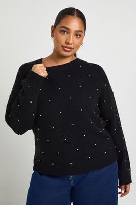 Plus Diamante Crew Neck Jumper