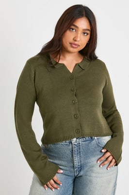 Plus Collared Button Down Top