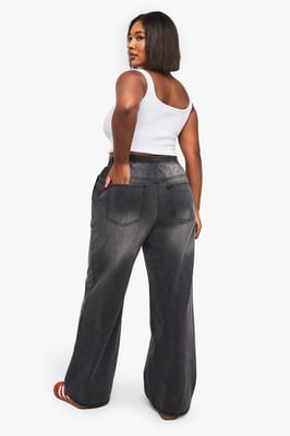 Plus Washed Elasticated Waist Jean