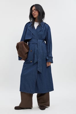 Stripe Denim Trench Coat