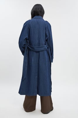 Stripe Denim Trench Coat