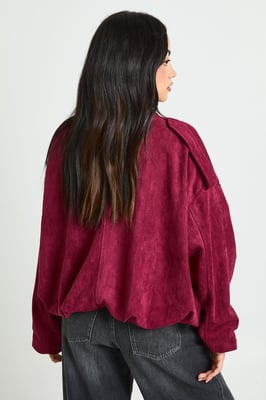 Faux Suede Bomber Jacket