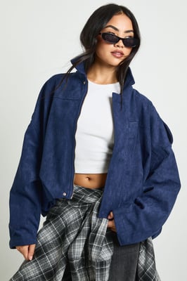 Faux Suede Bomber Jacket