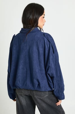 Faux Suede Bomber Jacket