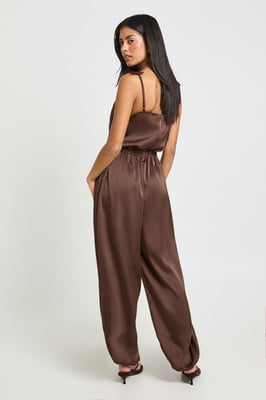 Satin Lace Trim Hareem Trouser Jumpsuit