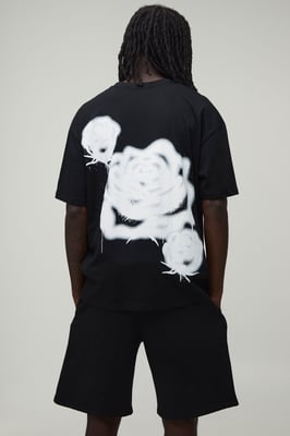 Oversized Graffiti Spray Rose T-shirt & Short Set