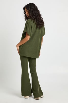 Two Tone Rib Flared Legging & Top Co Ord