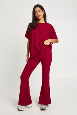 Two Tone Rib Flared Legging & Top Co Ord