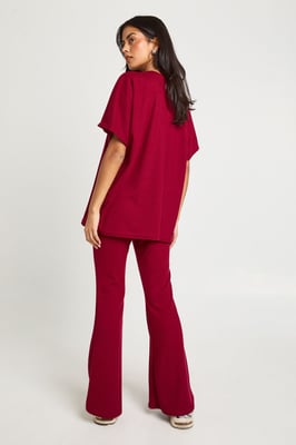 Two Tone Rib Flared Legging & Top Co Ord