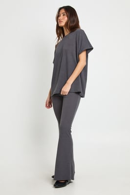 Two Tone Rib Flared Legging & Top Co Ord