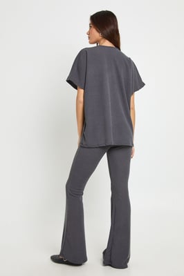 Two Tone Rib Flared Legging & Top Co Ord