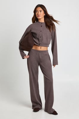 Brushed Rib Boxy Cardigan & Trouser Co Ord