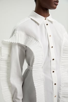 Cotton Poplin Pleat Detail Woven Shirt