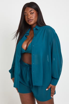 Plus Chiffon  Beach Shirt