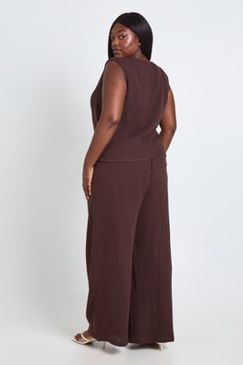 Plus Cheesecloth Waistcoat and Beaded Trouser Set