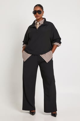 Plus Funnel Neck Half Zip Nylon Zip Up Tracksuit