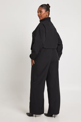 Plus Funnel Neck Half Zip Nylon Zip Up Tracksuit