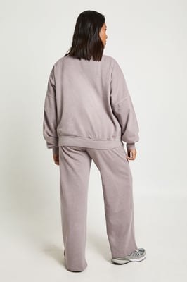 Plus Washed Funnel Neck Sweatshiirt Tracksuit