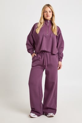 Petite Washed Half Zip Funnel Neck Tracksuit