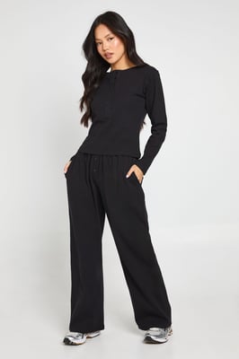 Petite Cotton Button Through Crew Neck Top & Trouser Co Ord
