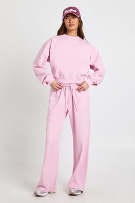 Washed Ribbed Detail Straight Leg Tracksuit