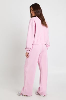 Washed Ribbed Detail Straight Leg Tracksuit
