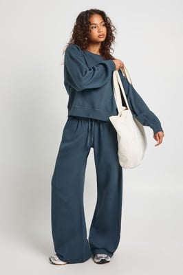 Washed Ribbed Detail Straight Leg Tracksuit