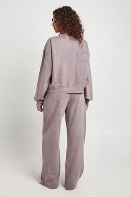 Washed Ribbed Detail Straight Leg Tracksuit