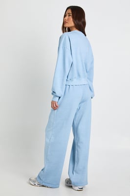 Washed Ribbed Detail Straight Leg Tracksuit