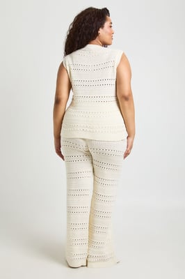 Plus Crochet Knit Longline Top and Trouser Co-Ord