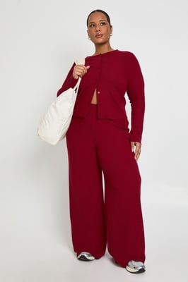 Plus Rib Button Cardigan and Trouser Co-Ord