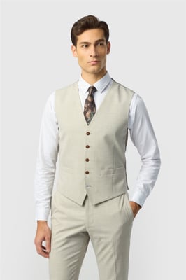 Single Breasted Five Button V-neck Slim Fit Suit Waistcoat