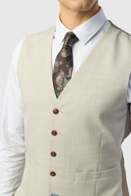 Single Breasted Five Button V-neck Slim Fit Suit Waistcoat