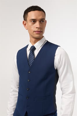 Single Breasted Five Button V-neck Slim Fit Suit Waistcoat